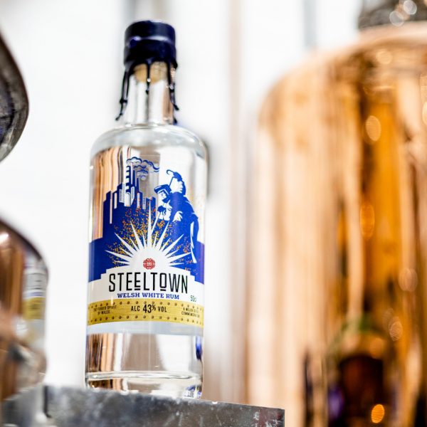 Spirit of Wales - Steeltown Welsh Rum 50cl bottle in distillery